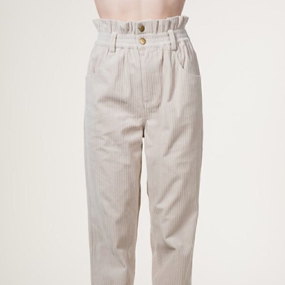 HIGH Waist Paperbag Corduroy Baggy Pants - Picture 1 of 7